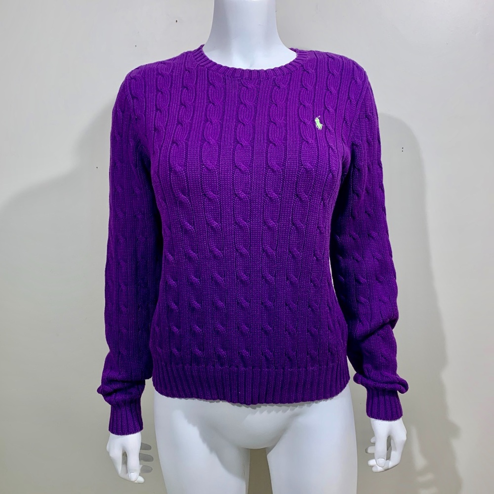 Ralph Lauran Sport Cable Knit Sweater Purple